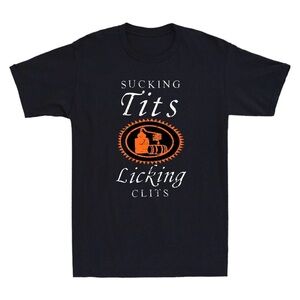 Graphic Black Tee with White & Orange Lettering
